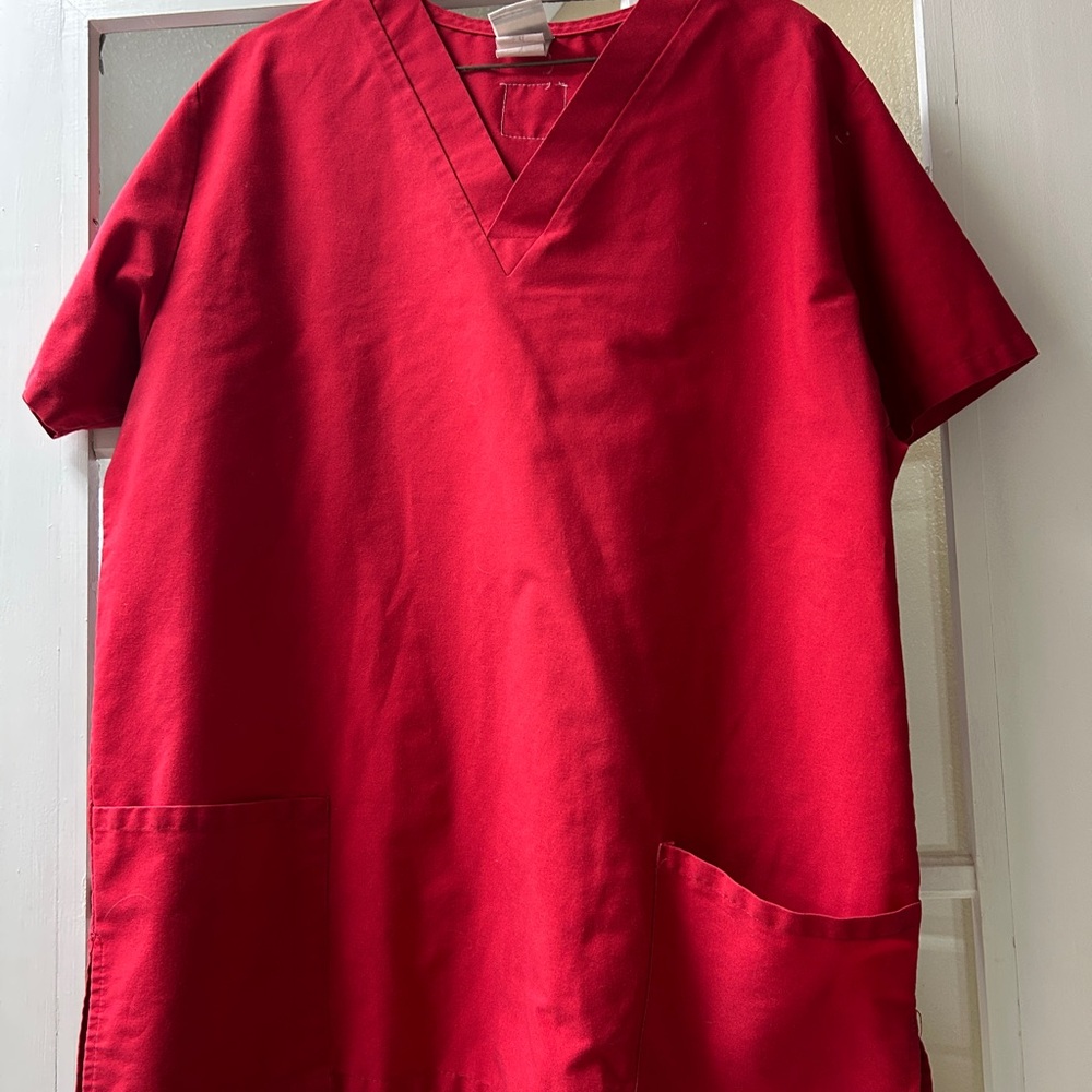 Red V-Neck Scrub